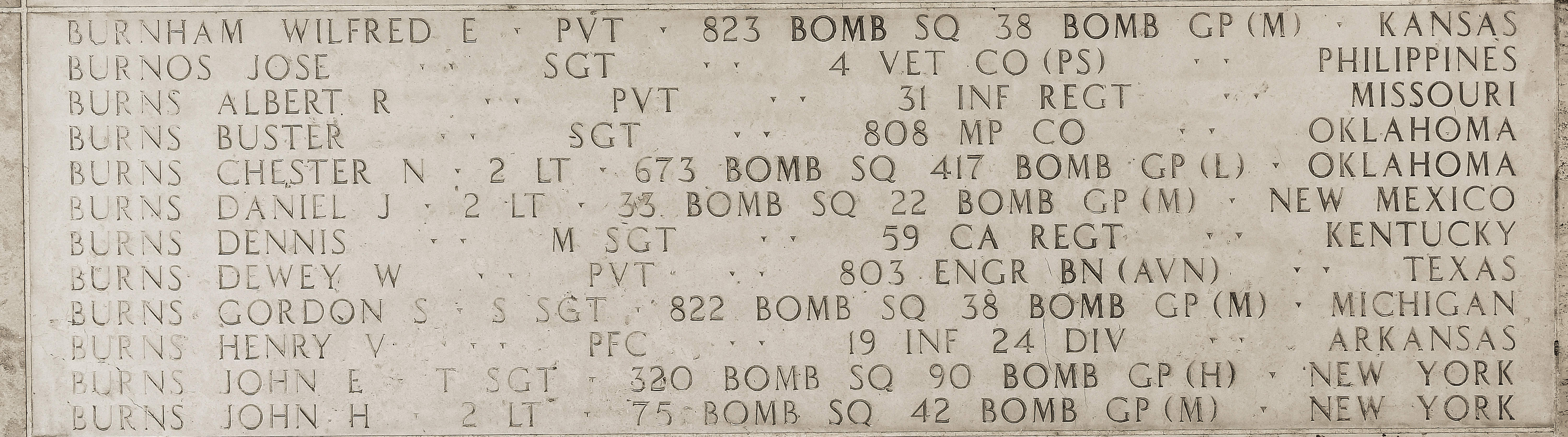 Wilfred E. Burnham, Private